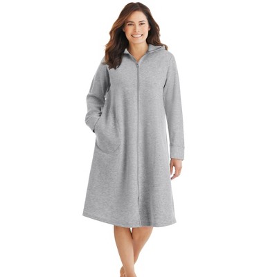 Dreams & Co. Women's Plus Size Short Hooded Sweatshirt Robe