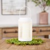 White Punched Metal Candle Holder – 14"H Modern Iron Lantern with Square Cutout Pattern by Melrose - 2 of 2
