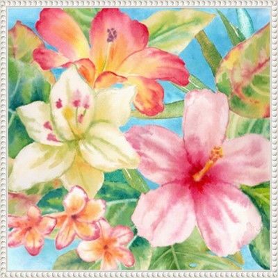 Amanti Art 22"x22" Tropical Island Florals by Cynthia Coulter Framed Canvas Wall Art Print