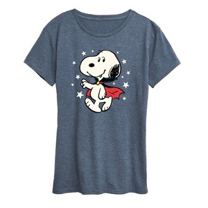 Women's - Peanuts - Snoopy Vampire Stars Glow In The Dark Short Sleeve Graphic T-Shirt - 1 of 4