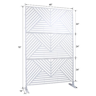Vynxaria 76" Metal Privacy Screen - Freestanding Decorative Divider for Indoor & Outdoor Use
