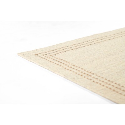 Natural Striped 8' x 10' Handloomed Wool and Synthetic Rug