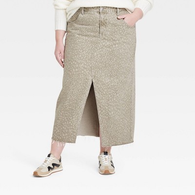 Women's Denim Maxi Skirt - Universal Thread™ Light Leopard
