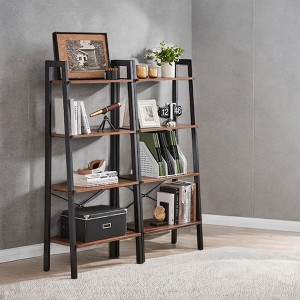 4-Tier Ladder Shelf, Storage Rack Bookcase with Steel Frame - 1 of 3