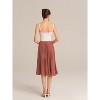 Women's Chiffon Pleated Midi Skirt - High Elastic Waist A-Line Swing Skirt Brown - 4 of 4