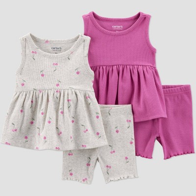 Carter's Just One You® Baby Girls' 4pc Floral Top & Shorts Set
