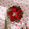 Poinsettia Flower Pine Wreath 24.5"D - 3 of 3