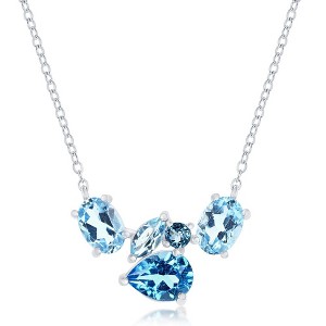 Simona Sterling Silver Multi-Shaped Swiss Blue Topaz Necklace - Blue - 16+2 Inch - 1 of 2