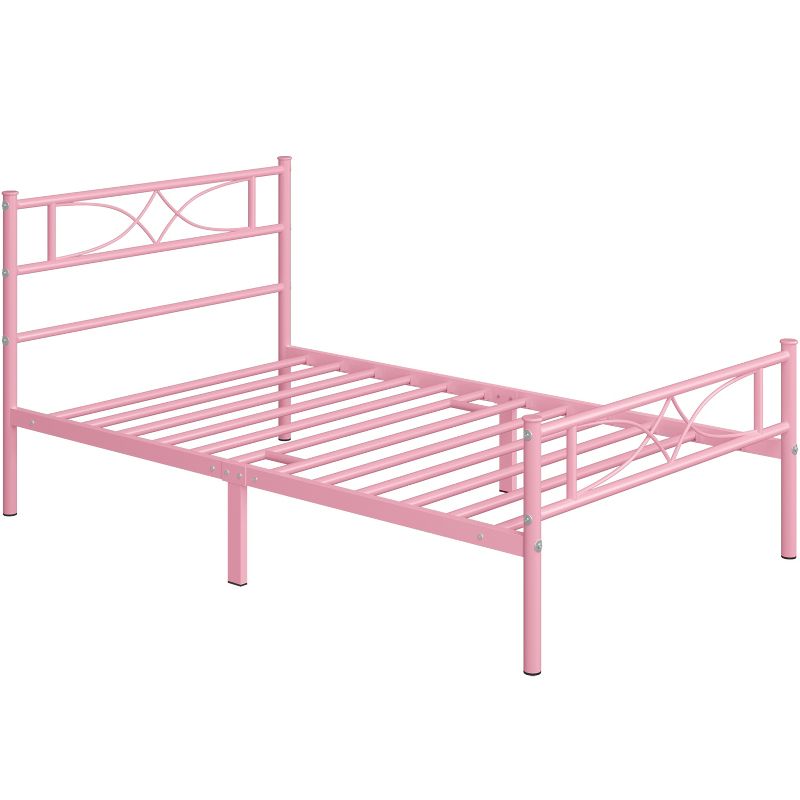 Yaheetech Simple Metal Bed Frame with Curved Design Headboard and Footboard, 1 of 7