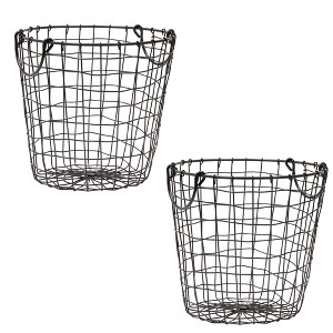 Farmlyn Creek 2 Pack Black Metal Wire Laundry Basket with Handles, Clothes Storage Hamper for Bathroom & Bedroom - 1 of 4