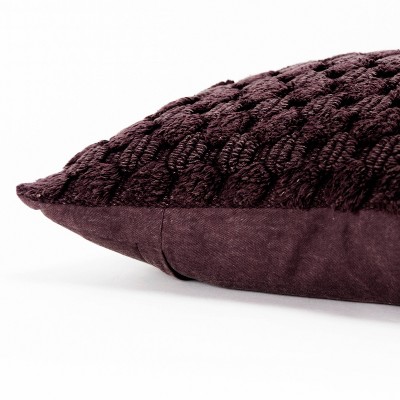 20" Wine Textured Cotton Square Throw Pillow