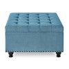 CAVINAS Large Square Storage Ottoman Bench with Wooden Legs, Upholstered Multi-Functional Coffee Table, Footrest & Extra Seating with Nailhead Trim - 3 of 4