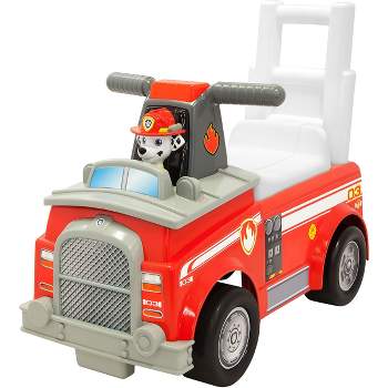 Nick Jr. Paw Patrol Marshall Fire Truck Kids' Ride-On with Lights, Sounds, Storage and Walking Bar