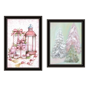 2Piece Vignette Pink Candy Land Christmas Trees Black Framed Wall Art for Living Room,Wall Art Print for Home Decor by Mary June - 1 of 4