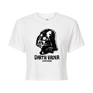 Women's - Star Wars - Sketch Darth Vader Cropped Graphic T-Shirt - 1 of 4