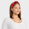 Christmas Tree Charm Velvet Knot Top Headband - Red - 2 of 3