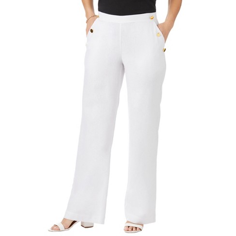 Jessica London Women's Plus Size Linen Wide Leg Sailor Pant, 20 W - White :  Target
