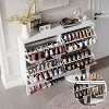Rustic Grooved Shoe Rack with 4 Drawer Flaps - Narrow Wooden Shoe Storage with Metal Legs, Modern Hidden Organizer - 2 of 4