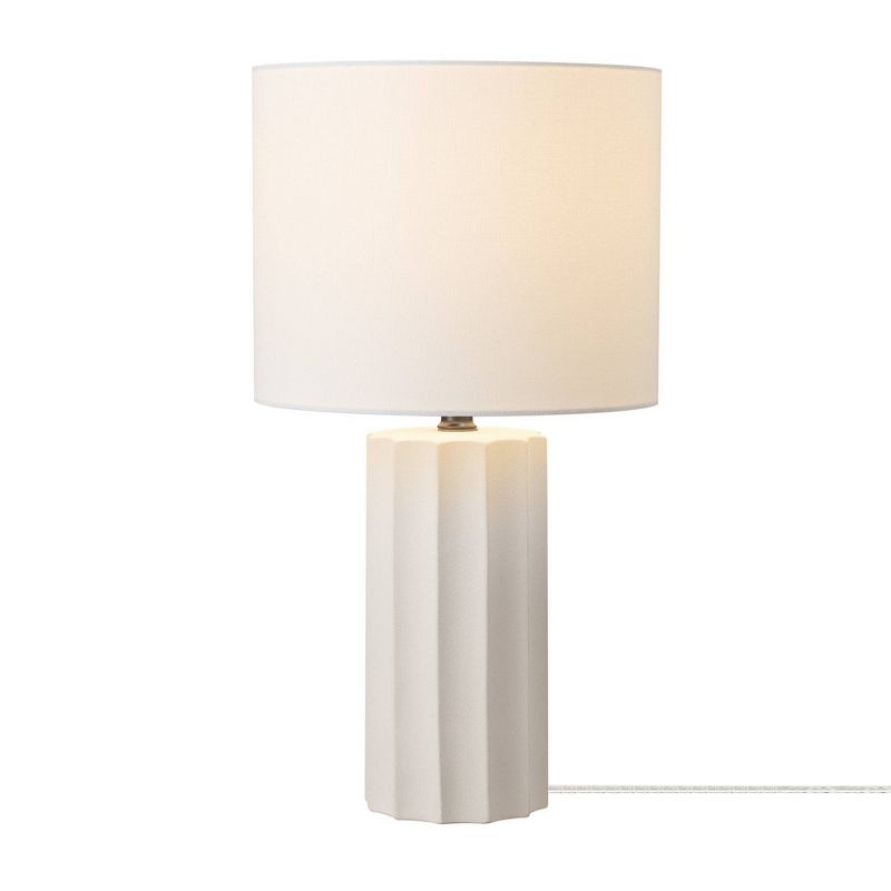20&#34; Doris Ribbed Concrete Finish Table Lamp with White Linen Shade - Globe Electric, 3 of 9