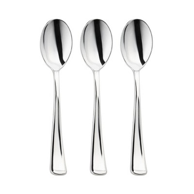 Smarty Had A Party Shiny Metallic Silver Plastic Spoons (600 Spoons ...