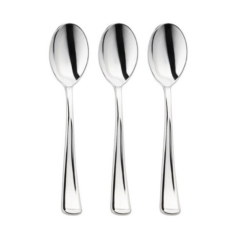 Smarty Had A Party Shiny Metallic Silver Plastic Spoons (600 Spoons ...