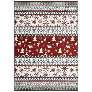 Christmas Washable Vintage Boho Medallion Area Rugs,Large Rug Non-Slip Low Pile Indoor Holiday Decor Soft Mat for Bedroom Living Room Dining Room - 1 of 4
