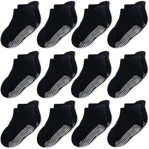 Cozyway CozyWay Non-Slip Ankle Style Socks with Grippers, 12 Pack for Baby Boys and Girls, Solid Black, 3-5 Years, Unisex - image 1 of 4