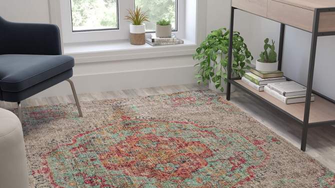 Emma and Oliver Indoor Polyester Vintage Medallion Area Rug, 2 of 8, play video