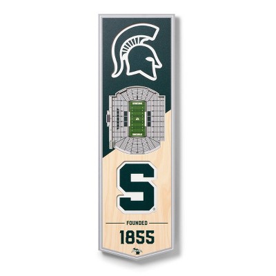 NCAA Michigan State Spartans 6"x19" Football 3-D Stadium Wall Sign