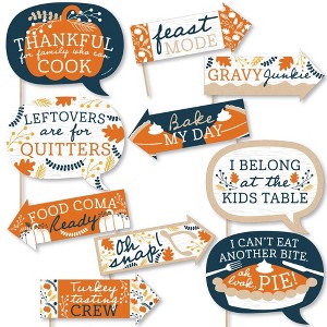 Big Dot of Happiness Funny Happy Thanksgiving - Fall Harvest Party Photo Booth Props Kit - 10 Piece - 1 of 4