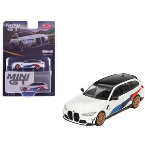 BMW M3 M Performance Touring Alpine White with Black Top and Graphics Limited Ed 1/64 Diecast Model Car by Mini GT - 1 of 4