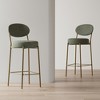 Ridstar Set of 2 Round Velvet-Upholstered Bar Stool with Backrest & Footrest for Kitchen-Green - 2 of 4