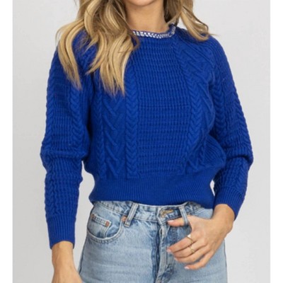 Women's CHAIN NECKLINE OPEN BACK SWEATER - Fore