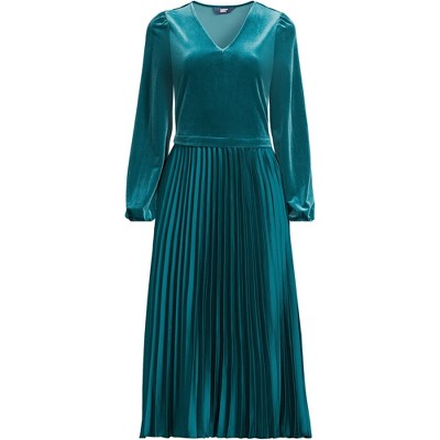 Lands' End Women's Velvet and Satin Duet Midi Dress