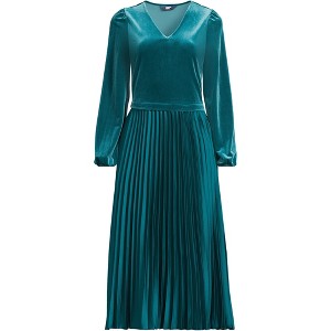 Lands' End Women's Velvet and Satin Duet Midi Dress - 1 of 4