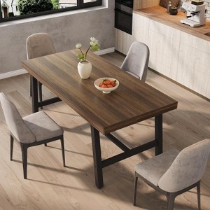 Nasitip Dining Table for 4-6, 63" Long Wooden Kitchen Table with Sturdy Metal Frame,Rectangular Counter for Living Room, Kitchen, Dining Room - 1 of 4