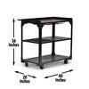Industrial Rolling Bar Cart - Wood & Iron Frame with Bottle Rack, Stemware Storage, Handle & Locking Casters in Distressed Charcoal Finish - 2 of 4
