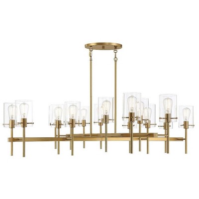 Modern Burnished Brass 16-Light Chandelier with Clear Glass Shades