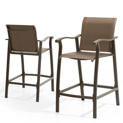 Pellebant Classic Outdoor Patio Aluminum Counter Bar Height Stools (Set of 2)