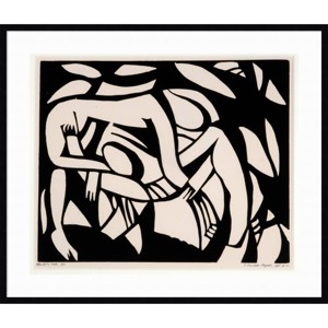 41"x35" Wrestlers by Henri Gaudierbrzeska Wood Framed Wall Art Print Black - Amanti Art: Modern Lithograph, Fir Frame, Wire Mount - 1 of 4