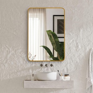 Wooakway Rectangle Black/Gold/Silver Metal Accent Wall Mirror Modern Bathroom Vanity Mirror for Living Room Entryway Over Mantel Decor - 1 of 4