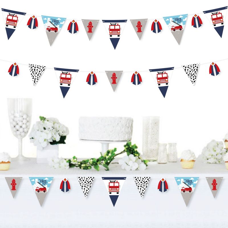 Big Dot of Happiness Fired Up Fire Truck DIY Firefighter Firetruck Baby Shower or Birthday Party Pennant Garland Decoration Triangle Banner 30 Pc, 2 of 9
