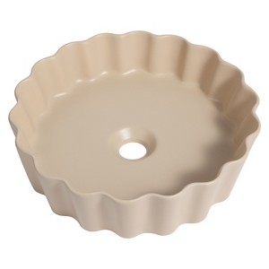 JONATHAN Y Atelier 15 in. Round Art Deco Contemporary Scalloped Ceramic Bathroom Vessel Sink - 1 of 4