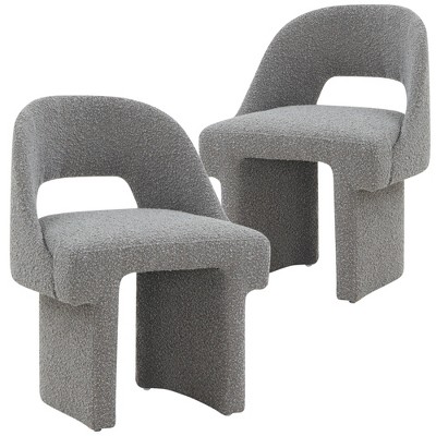 LeisureMod Modern Side Boucle Accent Chair Set of 2 - Quell Collection, Stylish and Cozy
