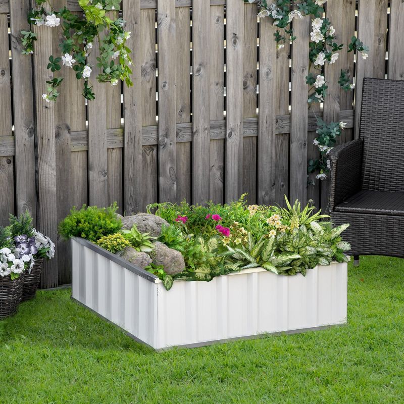Outsunny 3x3ft Galvanized Raised Garden Bed, Steel Planter for Outdoor Plants, No Bottom w/ A Pairs of Glove for Backyard, Patio to Grow Vegetables, Herbs, and Flowers, 3 of 7