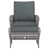 vidaXL Patio Chair with Footstool Gray Poly Rattan - 3 of 4