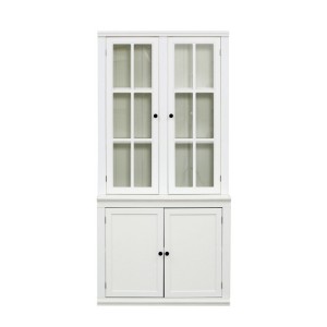TiramisuBest 75.25'' Tall Freestanding Pantry Cabinet with Glass Door, Lattice Window & Storage,Farmhouse Hutch,White - 1 of 4