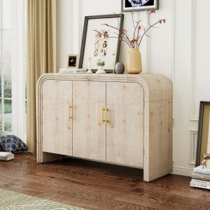 Sideboard Cabinet Curved Sideboard With Gold Handles And Adjustable Dividers Sideboard Buffet Cabinet With Storage For Living Room Dining Room - 1 of 4