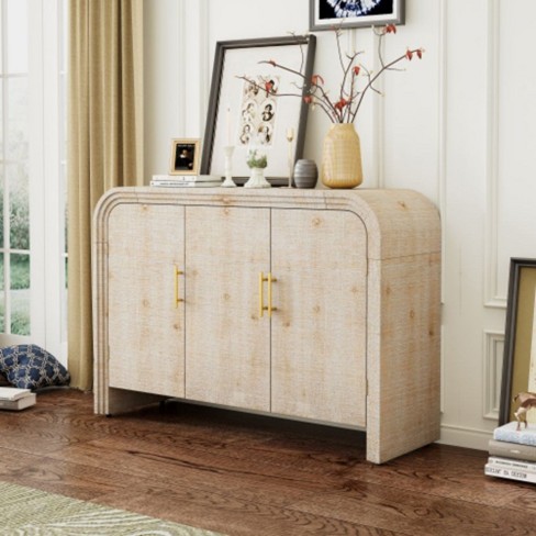 Sideboard Cabinet Curved Sideboard With Gold Handles And Adjustable Dividers Sideboard Buffet Cabinet With Storage For Living Room Dining Room - image 1 of 4