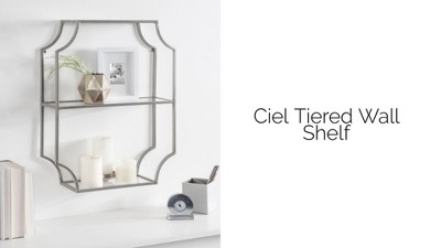 Elegant Gold and Glass Geometric Cube Wall Shelf, 25.5"
